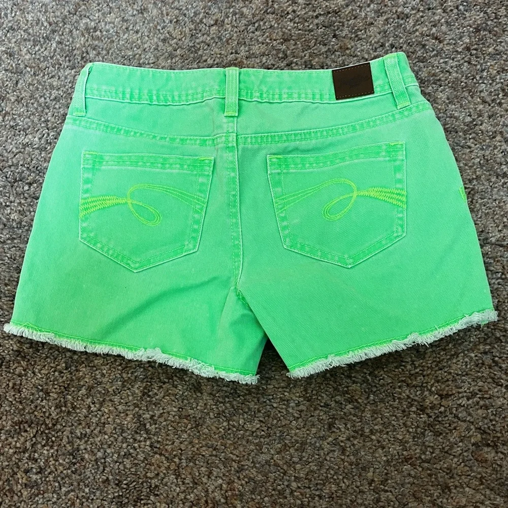 ⭐️EUC - Justice - Neon Green Denim Jean Shorts Girls Size 12R